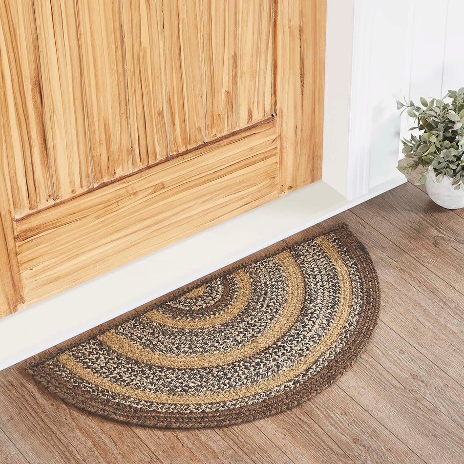 Espresso Jute Rug Half Circle w/ Pad 16.5x33