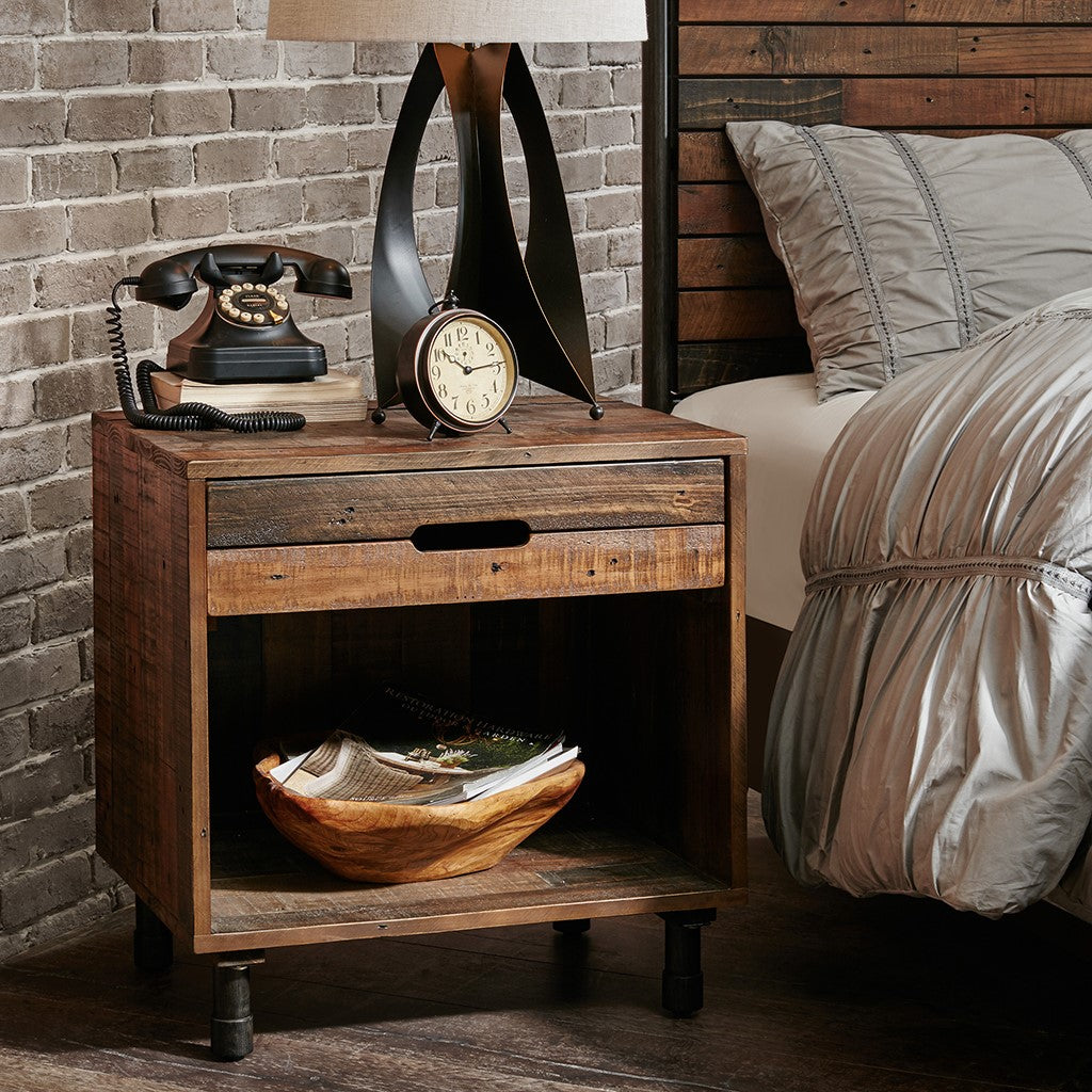 INK+IVY Renu Solid Wood Nightstand - Light Brown Multi 