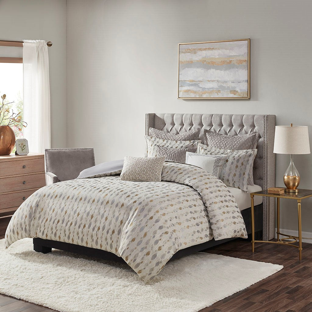 Madison Park Signature Sanctuary Comforter King 9 Piece Set - Taupe / Gold - King Size