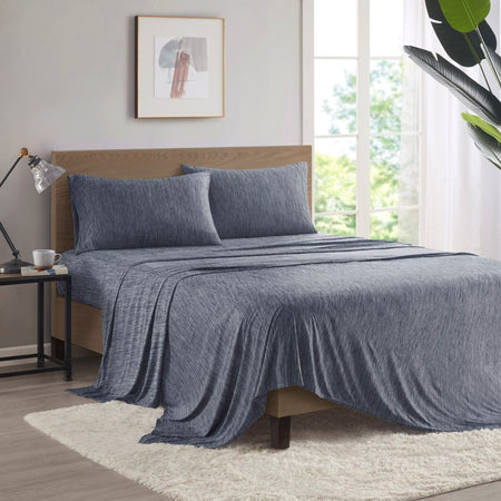 Urban Habitat Comfort Cool Jersey Knit Nylon Blend Sheet Set - Navy  - Twin Size Shop Online & Save - expresshomedirectr.com