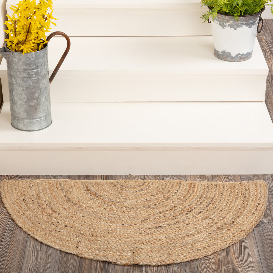 Natural Jute Rug Half Circle w/ Pad 16.5x33