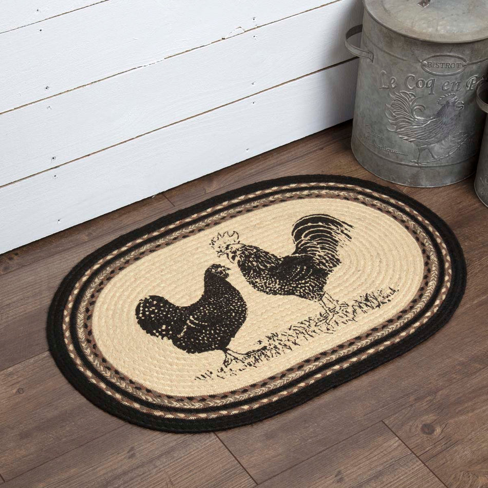 Sawyer Mill Charcoal Poultry Jute Rug Oval w/ Pad 20x30