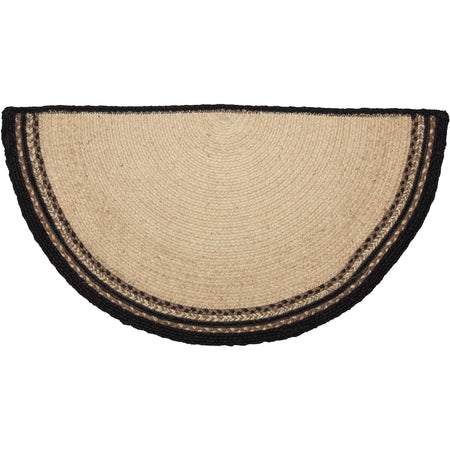 April & Olive Sawyer Mill Charcoal Poultry Jute Rug Half Circle w/ Pad 16.5x33 By VHC Brands