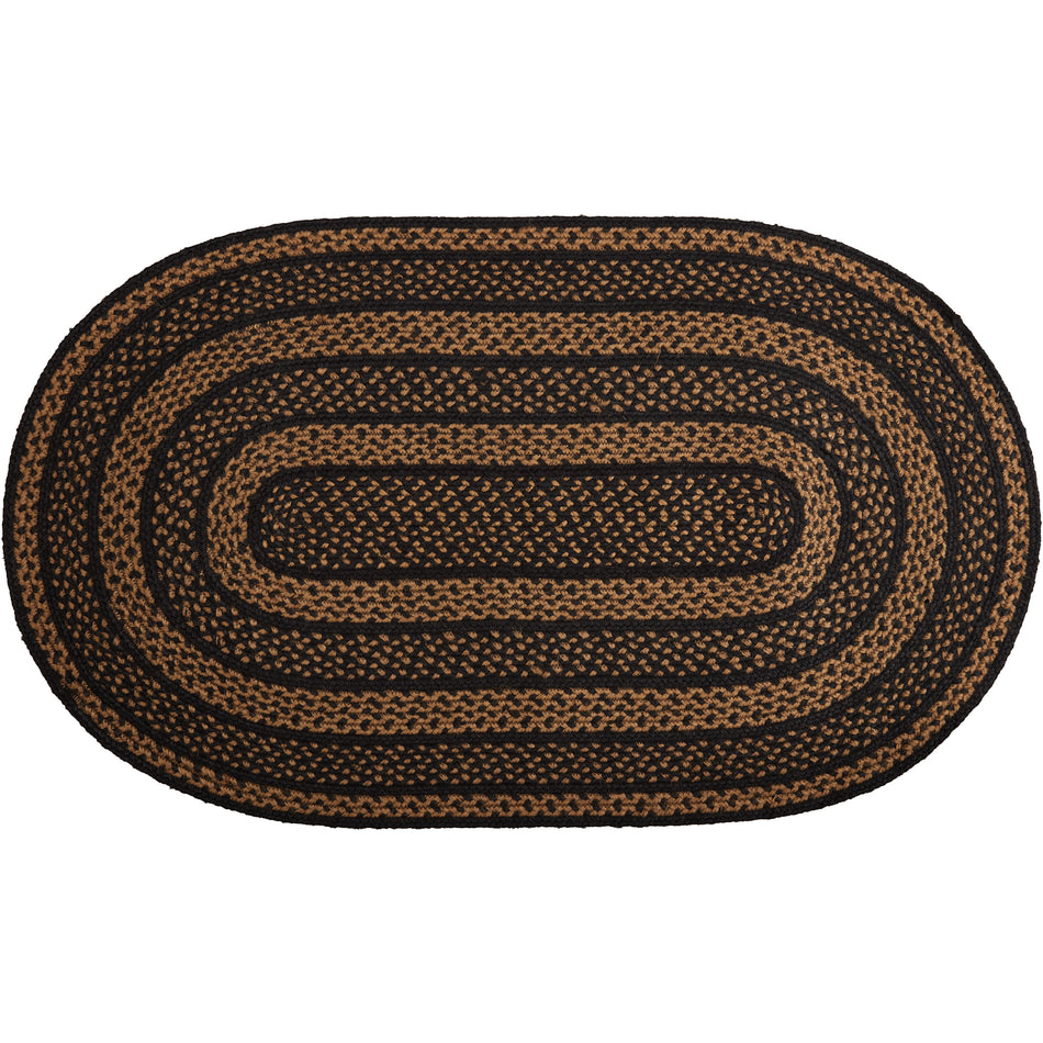 Mayflower Market Black & Tan Jute Rug Oval w/ Pad 27x48 By VHC Brands