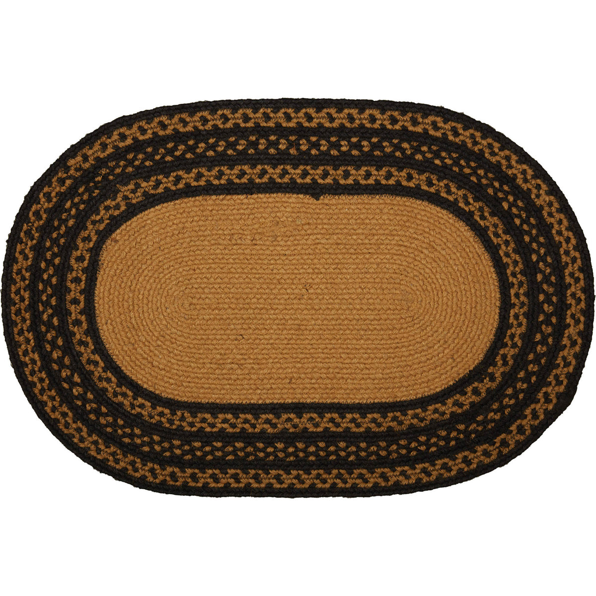 Mayflower Market Farmhouse Jute Rug Oval Stencil Stars Welcome w/ Pad 20x30 By VHC Brands