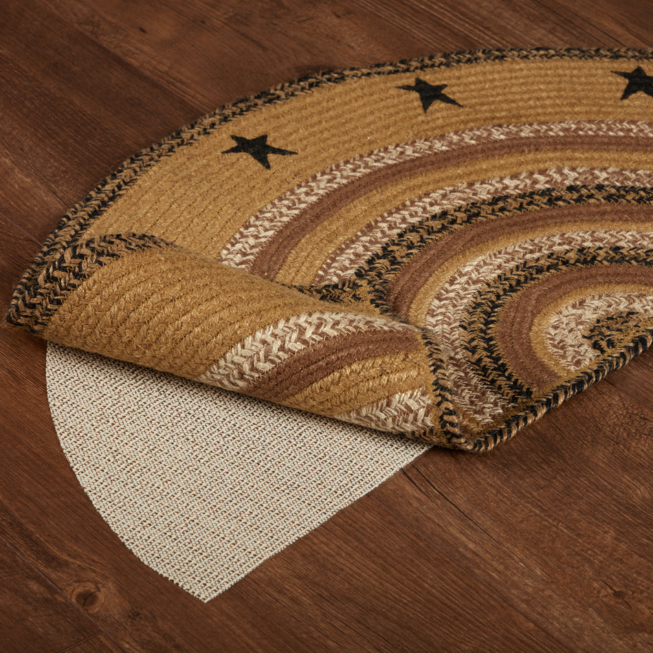 Mayflower Market Kettle Grove Jute Rug Half Circle Stencil Stars w/ Pad 16.5x33 By VHC Brands