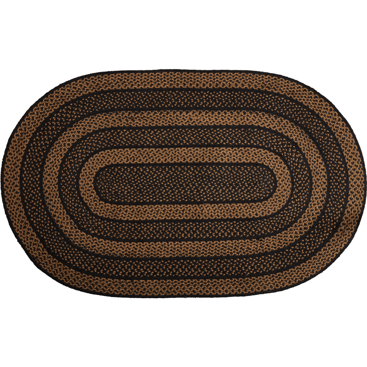 Mayflower Market Black & Tan Jute Rug Oval w/ Pad 36x60 By VHC Brands