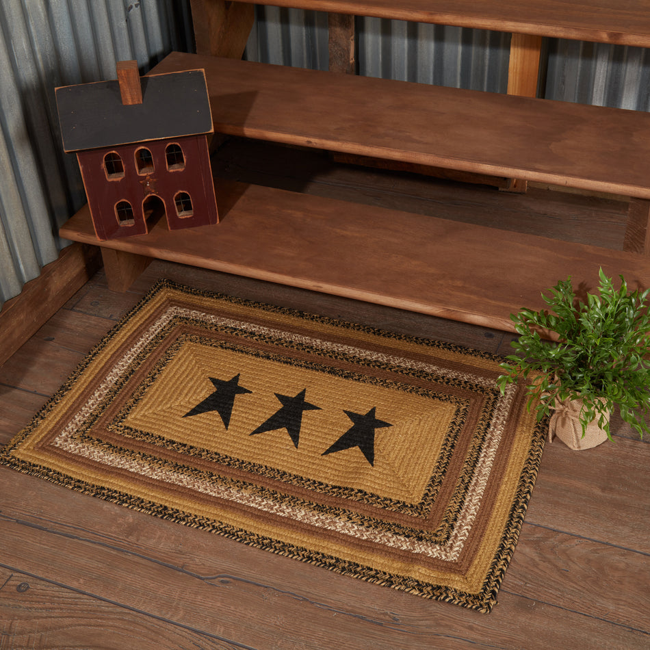 Kettle Grove Jute Rug Rect Stencil Stars w/ Pad 24x36