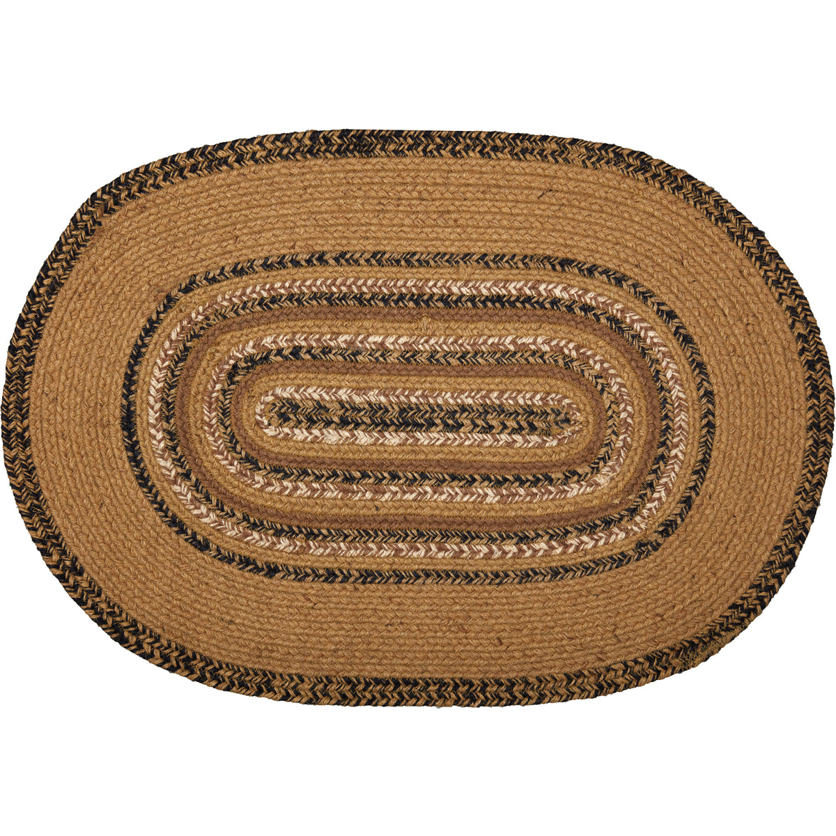 Mayflower Market Kettle Grove Jute Rug Stencil Stars Border Oval w/ Pad 20x30 By VHC Brands