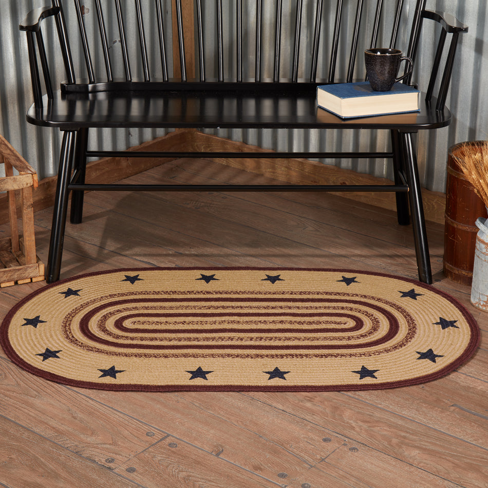 Potomac Jute Rug Oval Stencil Stars w/ Pad 27x48