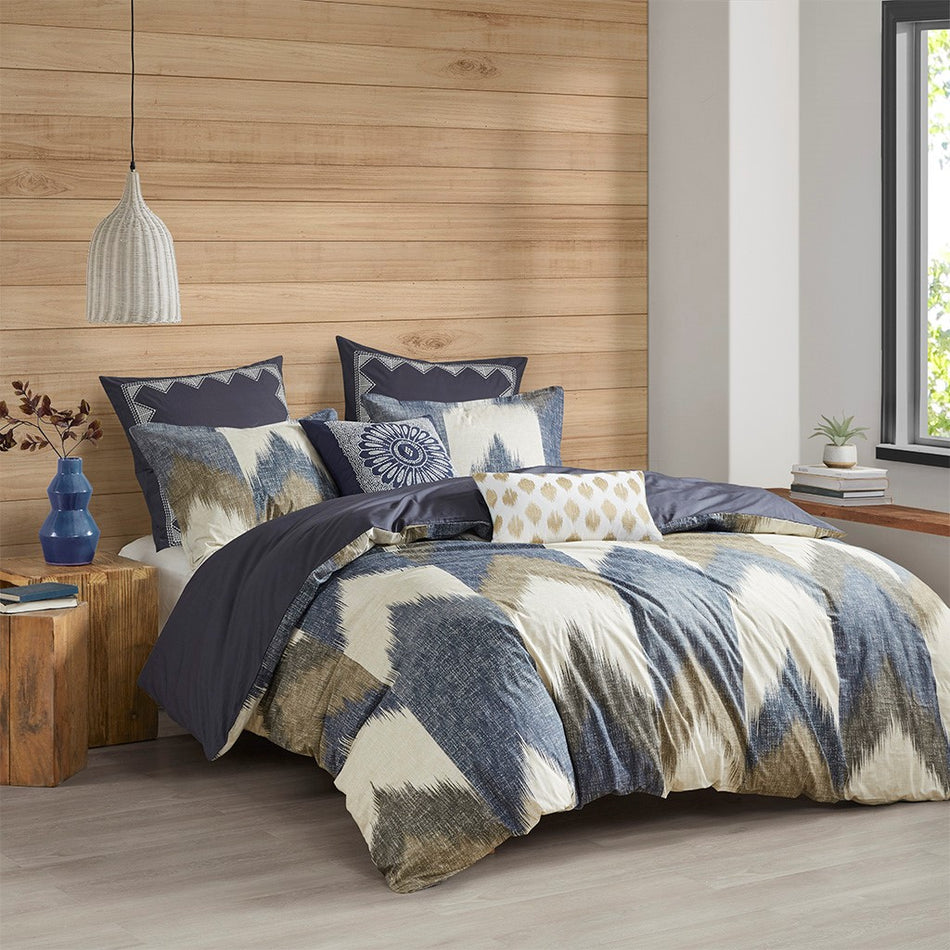 INK+IVY Alpine 3 Piece Duvet Cover Mini Set - Navy - King Size / Cal King Size