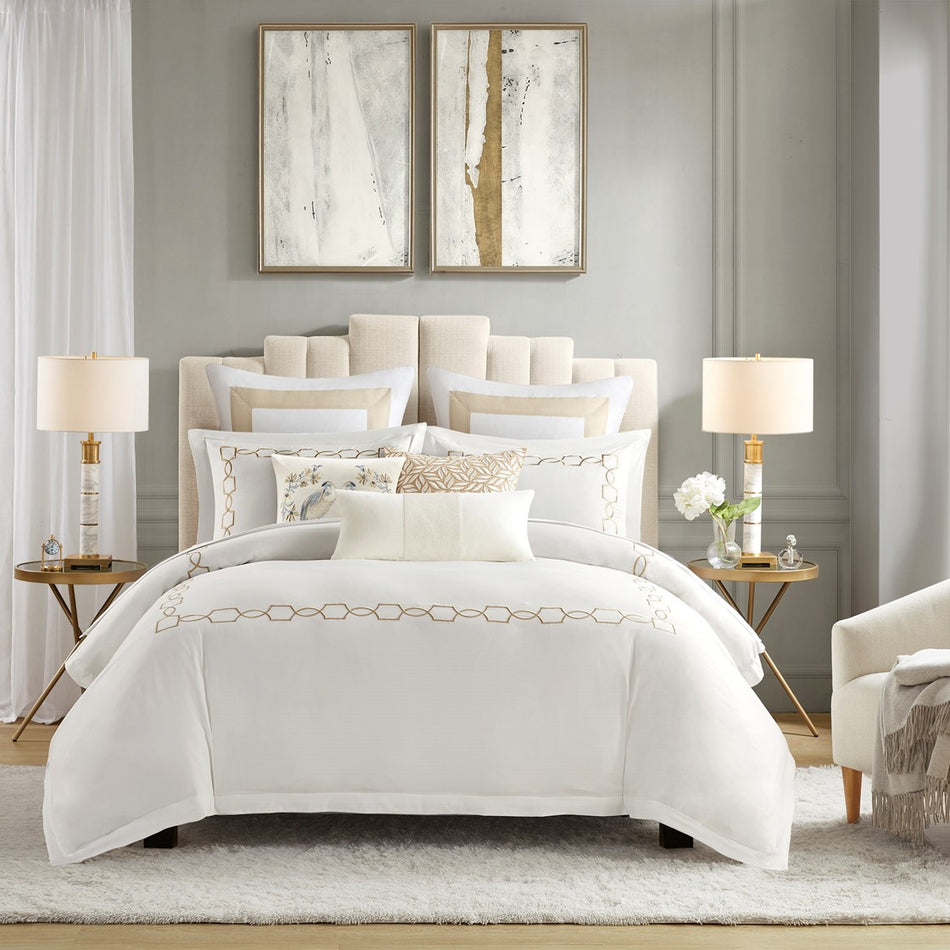 Croscill Home Villa 3 Piece Tan Duvet Set - Tan  - Full Size / Queen Size Shop Online & Save - expresshomedirectr.com