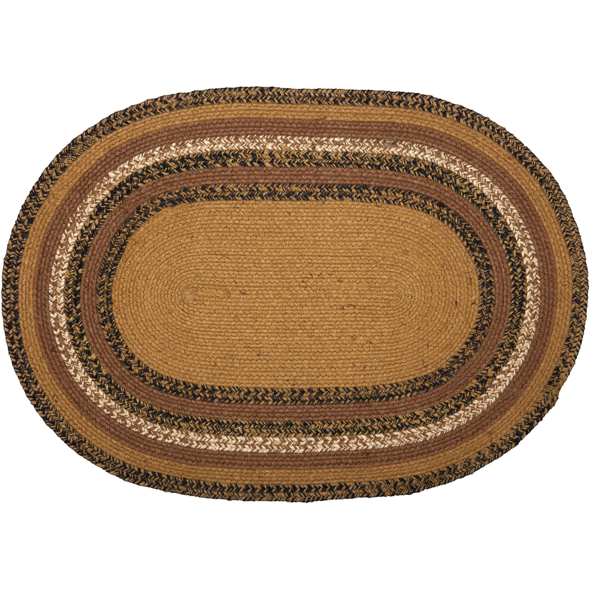 Mayflower Market Kettle Grove Jute Rug Oval Stencil Stars w/ Pad 24x36 By VHC Brands