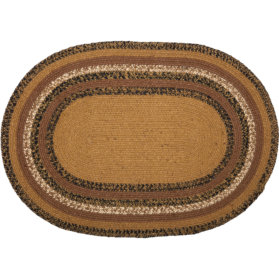 Mayflower Market Kettle Grove Jute Rug Oval Stencil Stars w/ Pad 24x36 By VHC Brands