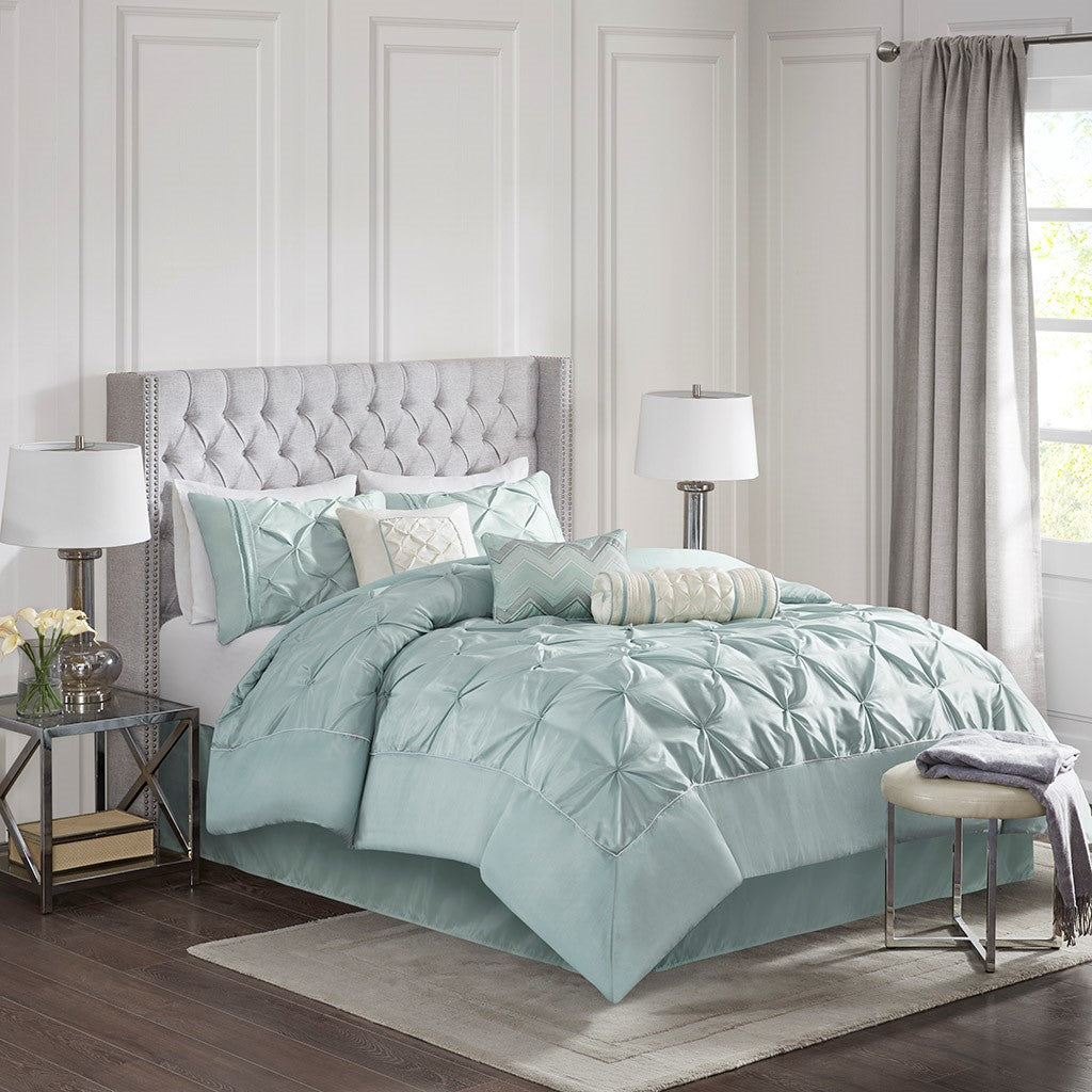 Madison Park Laurel 7 Piece Tufted Comforter Set - Seafoam - Cal King Size