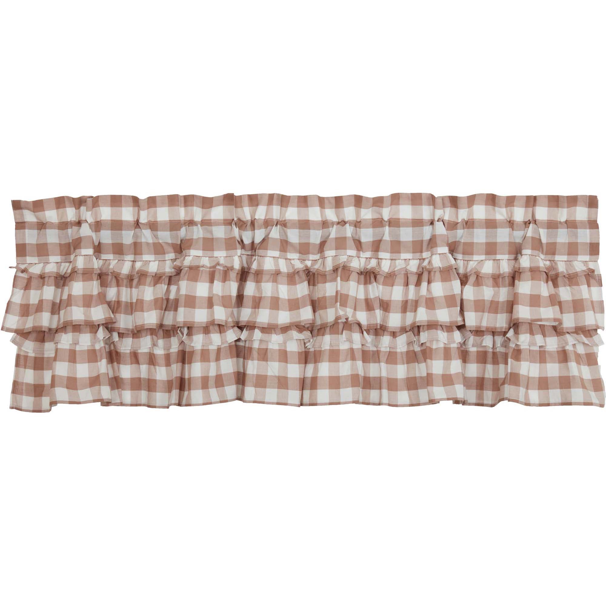 April & Olive Annie Buffalo Portabella Check Ruffled Valance 16x60 By VHC Brands