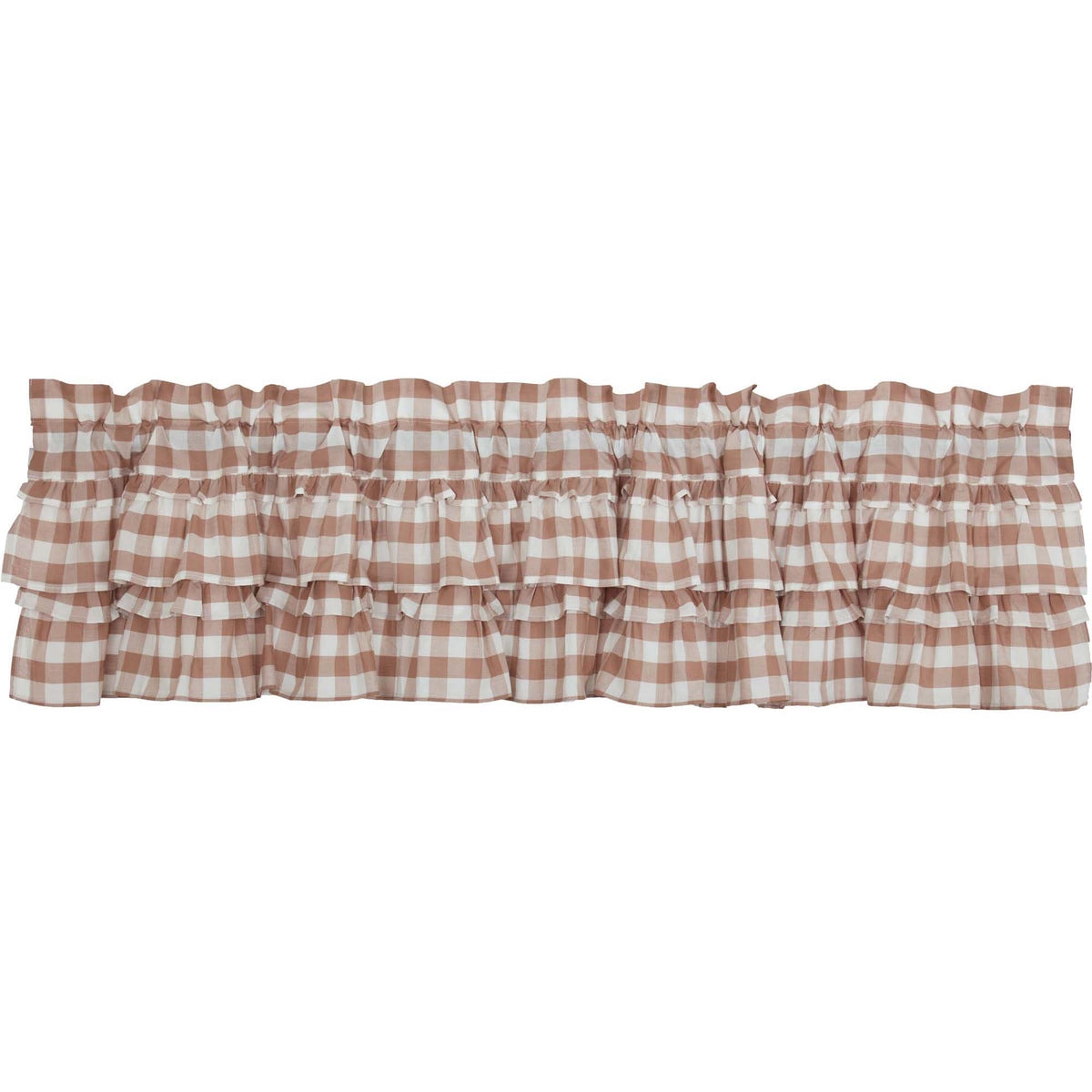 April & Olive Annie Buffalo Portabella Check Ruffled Valance 16x72 By VHC Brands