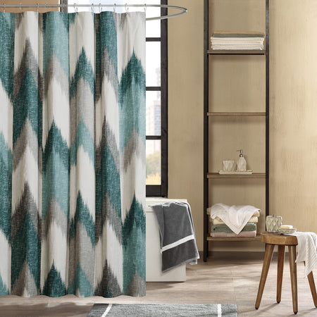 INK+IVY Alpine Cotton Printed Shower Curtain - Aqua - 72x72"