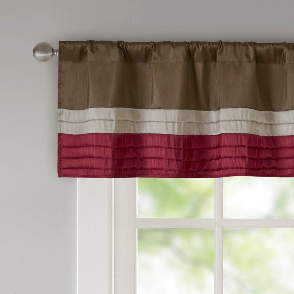 Amherst Polyoni Pintuck Window Valance - Red - 50x18"