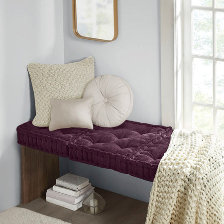 Intelligent Design Azza Poly Chenille Square Floor Pillow Cushion - Plum - 20x20"