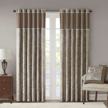 Madison Park Aubrey Jacquard Panel Pair - Blue / Brown - 50x95"