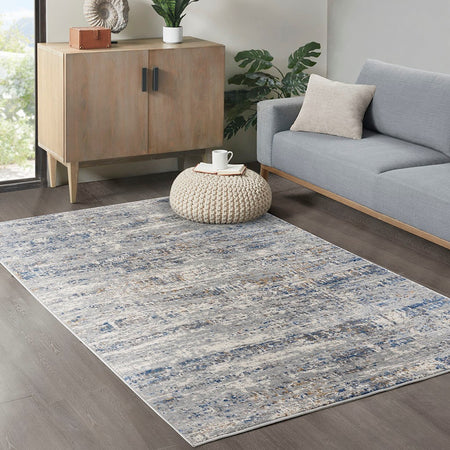 Madison Park Harley Abstract Area Rug - Blue / Cream - 5x7'