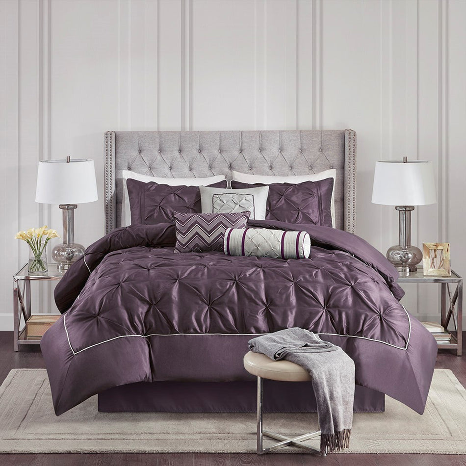 Laurel 7 Piece Tufted Comforter Set - Plum - King Size