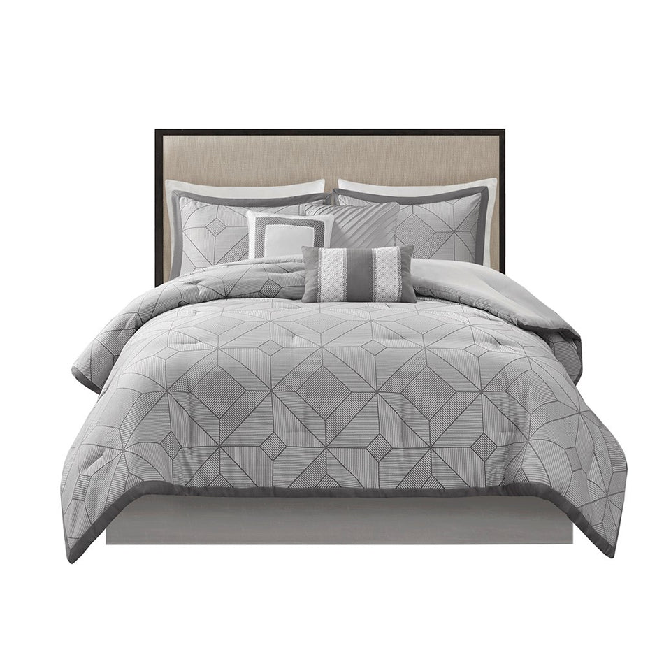 Cannon 7 Piece Jacquard Comforter Set - Gray - Cal King Size