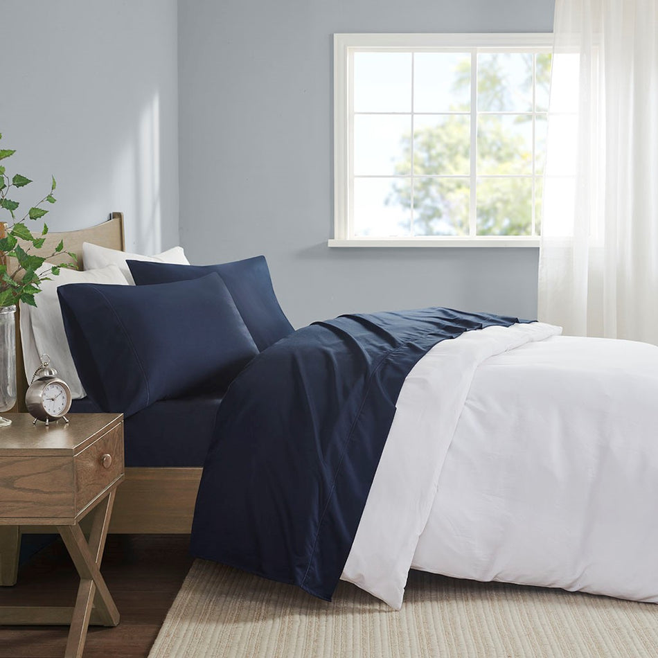 Madison Park 600 Thread Count Pima Cotton Sheet Set - Navy - King Size