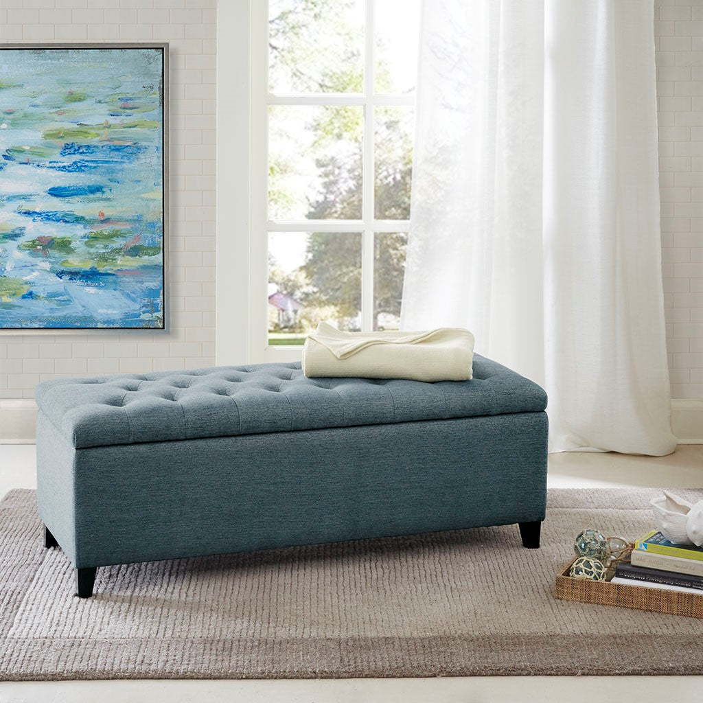 Madison Park Shandra Tufted Top Soft Close Storage Bench - Blue 