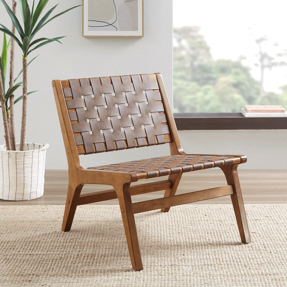 INK+IVY Oslo Faux Leather Woven Accent Chair - Brown  Shop Online & Save - expresshomedirectr.com