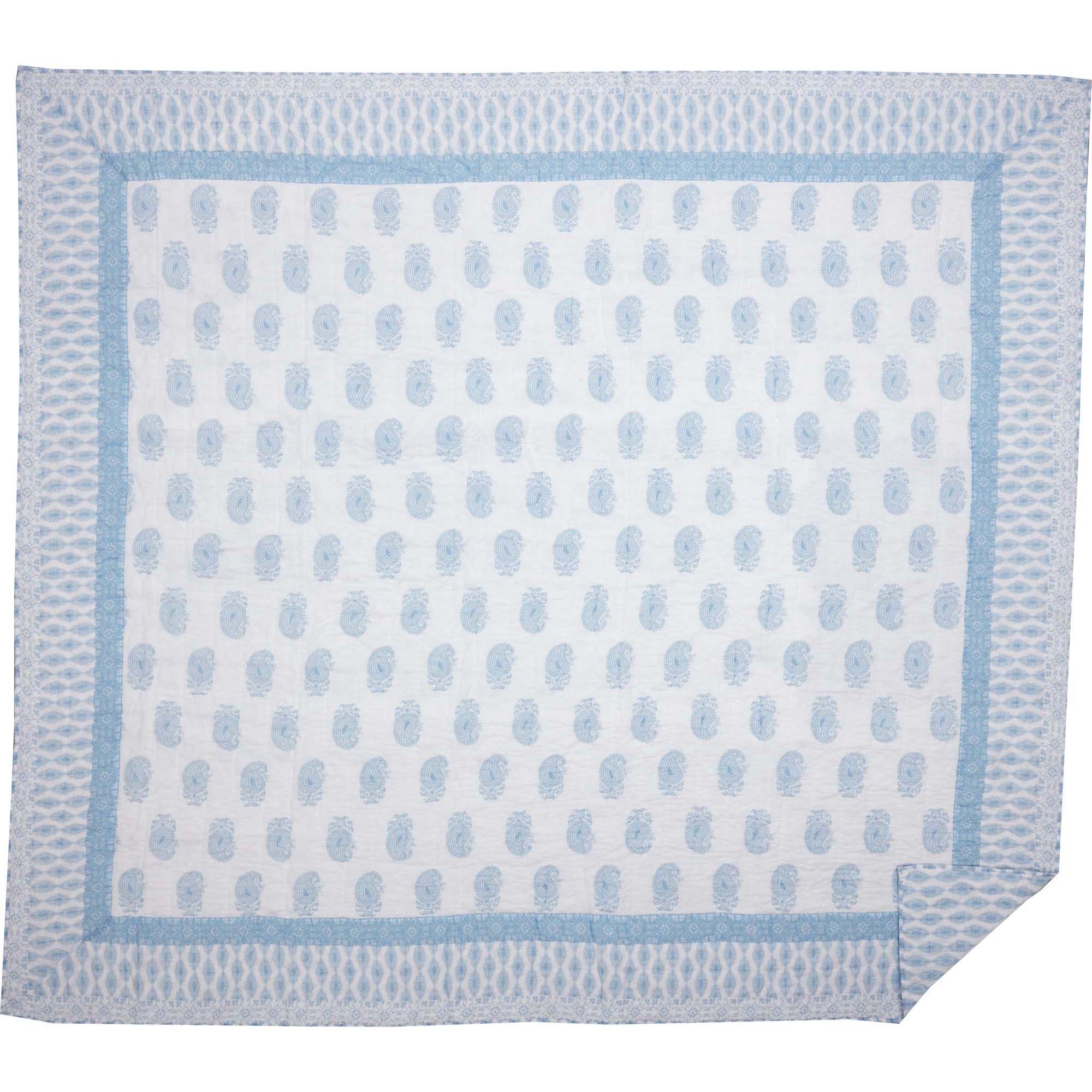 April & Olive Avani Blue King Quilt 105Wx95L By VHC Brands