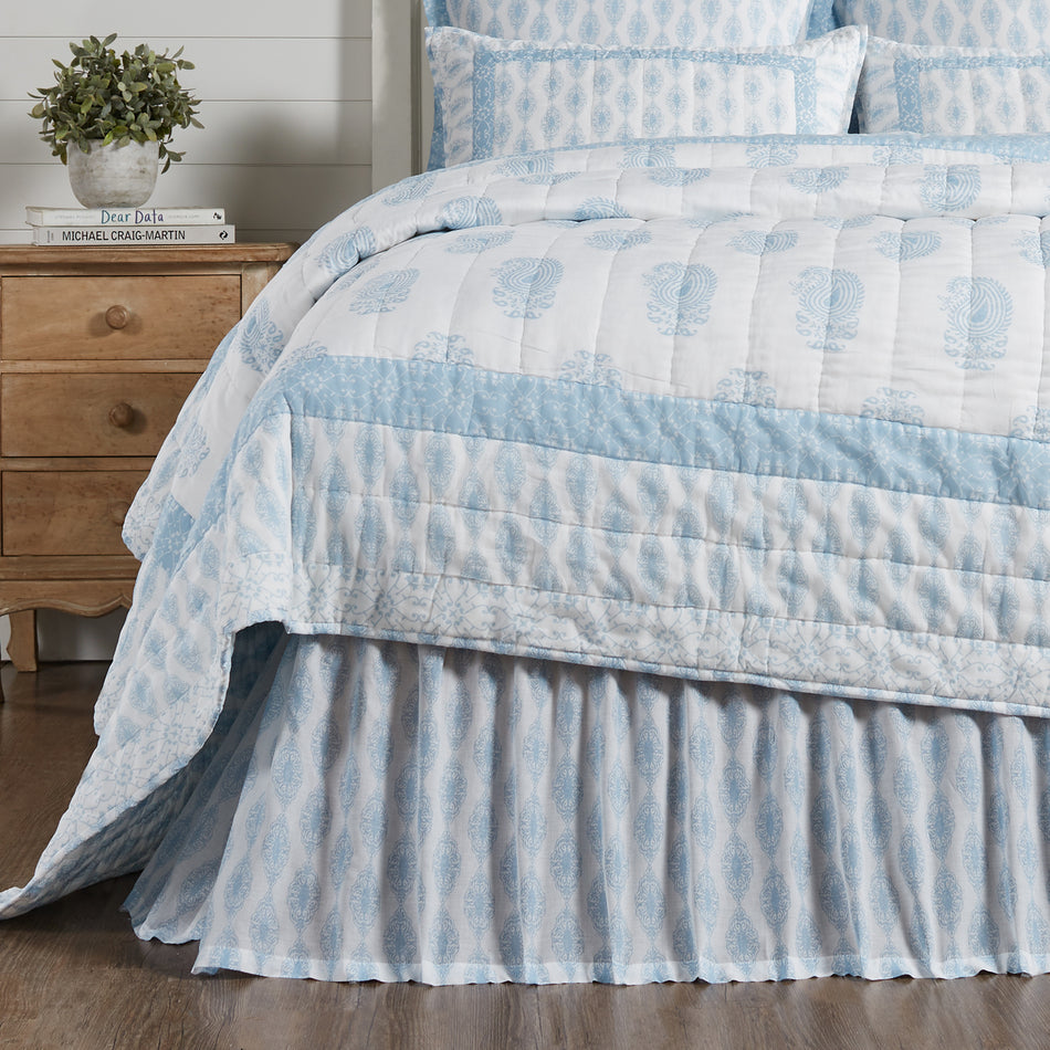 Avani Blue King Bed Skirt 78x80x16