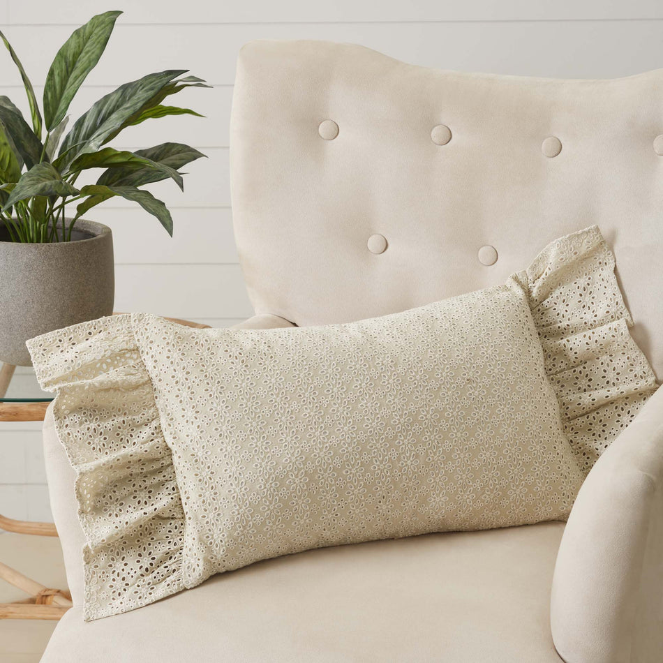 April & Olive Camilia Eyelet Pillow 14x22 By VHC Brands