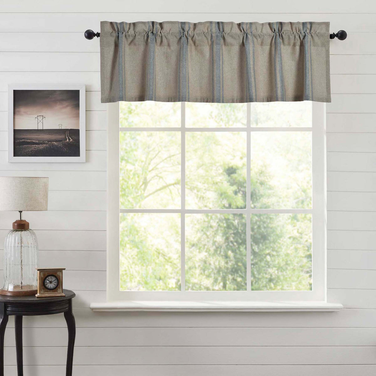 April & Olive Grain Sack Blue Valance 16x60 By VHC Brands