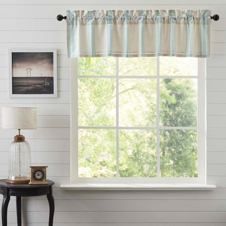 April & Olive Grain Sack Aqua Valance 16x60 By VHC Brands