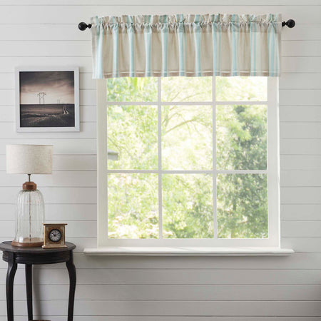 April & Olive Grain Sack Aqua Valance 16x90 By VHC Brands