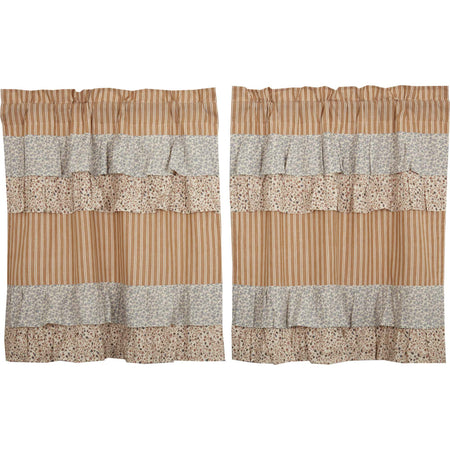 April & Olive Kaila Ticking Gold Ruffled Tier Set of 2 L36xW36 By VHC Brands