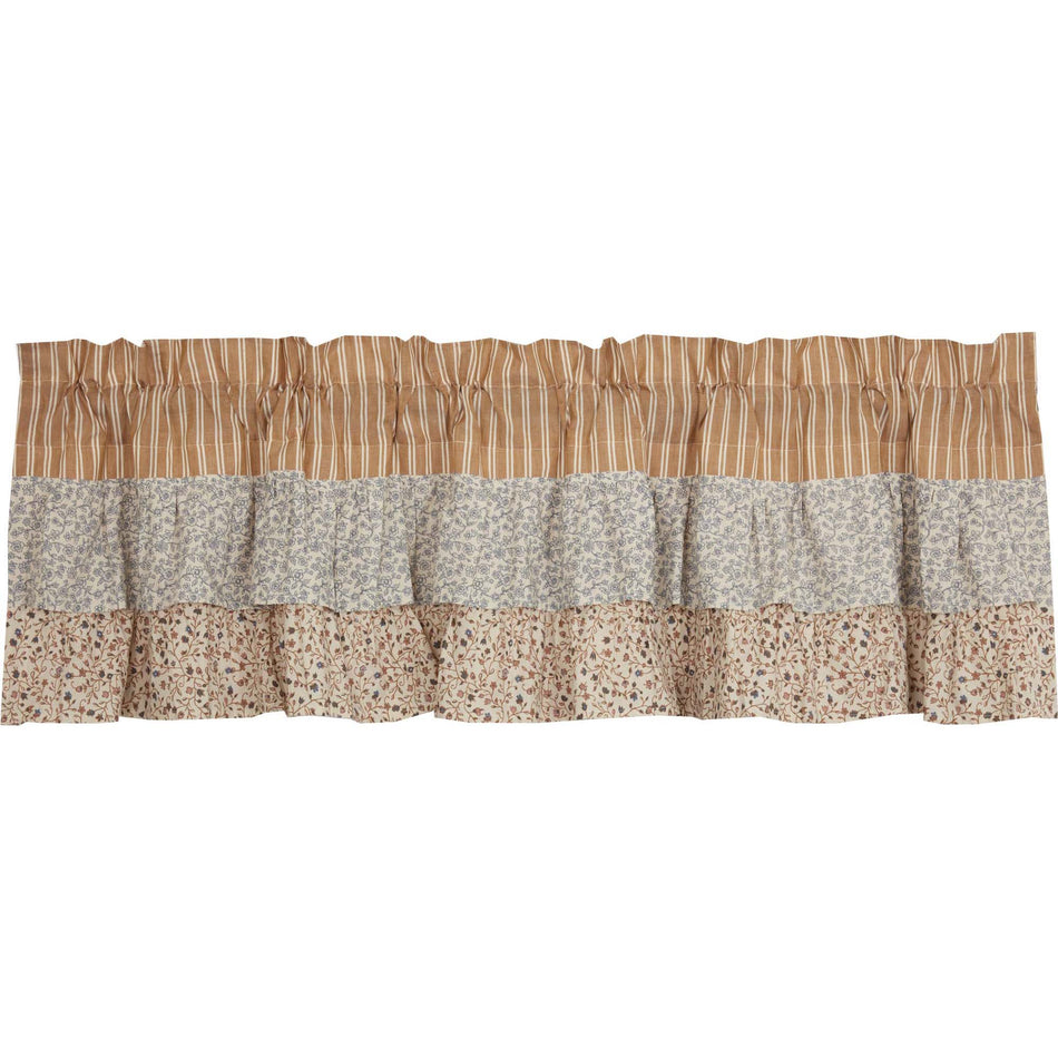 April & Olive Kaila Ticking Gold Ruffled Valance 16x60 By VHC Brands