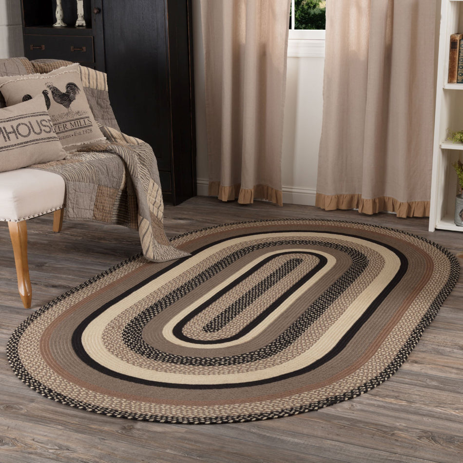 Sawyer Mill Charcoal Creme Jute Rug Oval w/ Pad 60x96