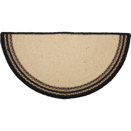 April & Olive Sawyer Mill Charcoal Pig Jute Rug Half Circle w/ Pad 16.5x33 By VHC Brands