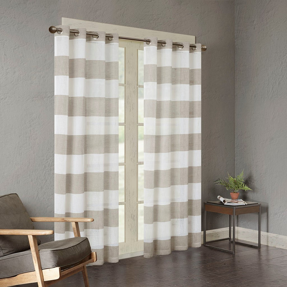 Mason Yarn Dyed Woven Sheer Window Panel - Taupe - 50x63"