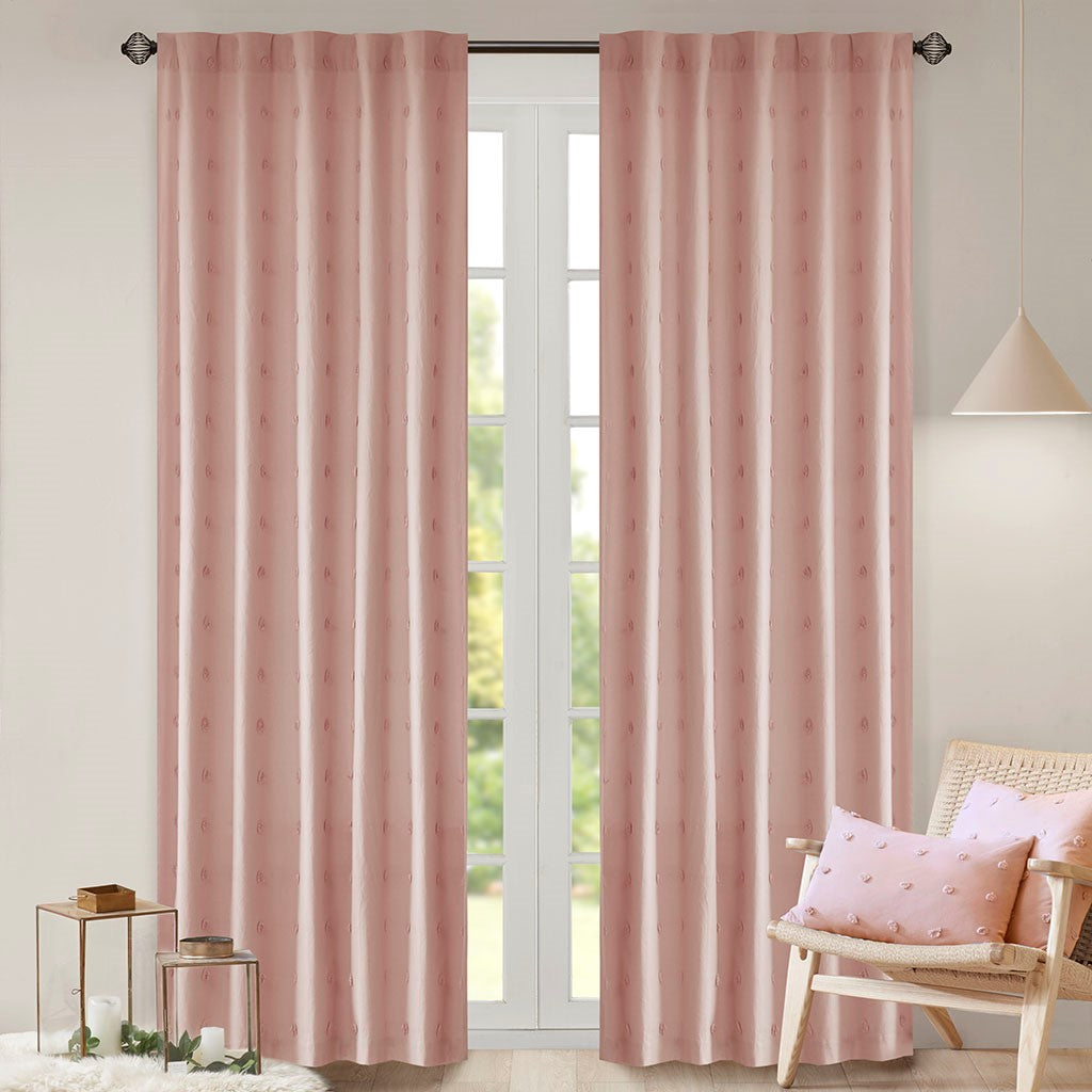 Urban Habitat Brooklyn Cotton Jacquard Pom Pom Rod Pocket/Back Tab Window Panel - Pink - 42x63"