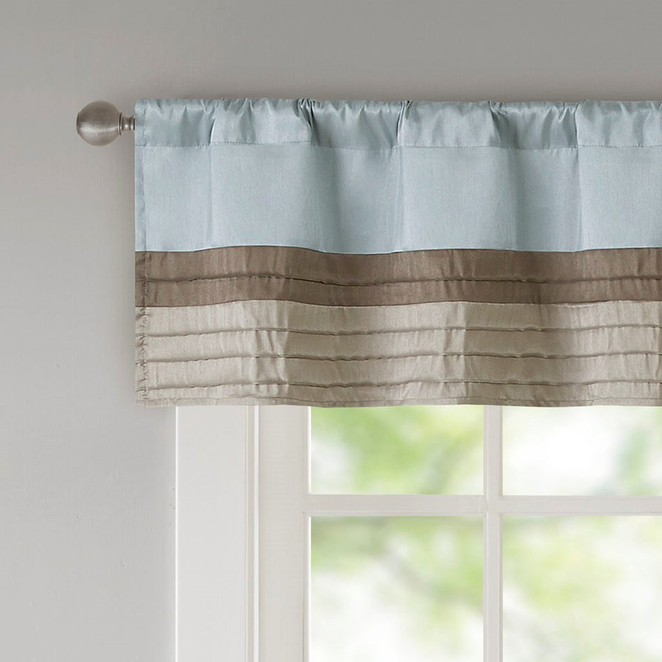 Amherst Polyoni Pintuck Window Valance - Blue - 50x18"