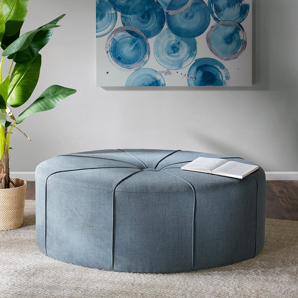 Madison Park Ferris Oval Ottoman - Blue 