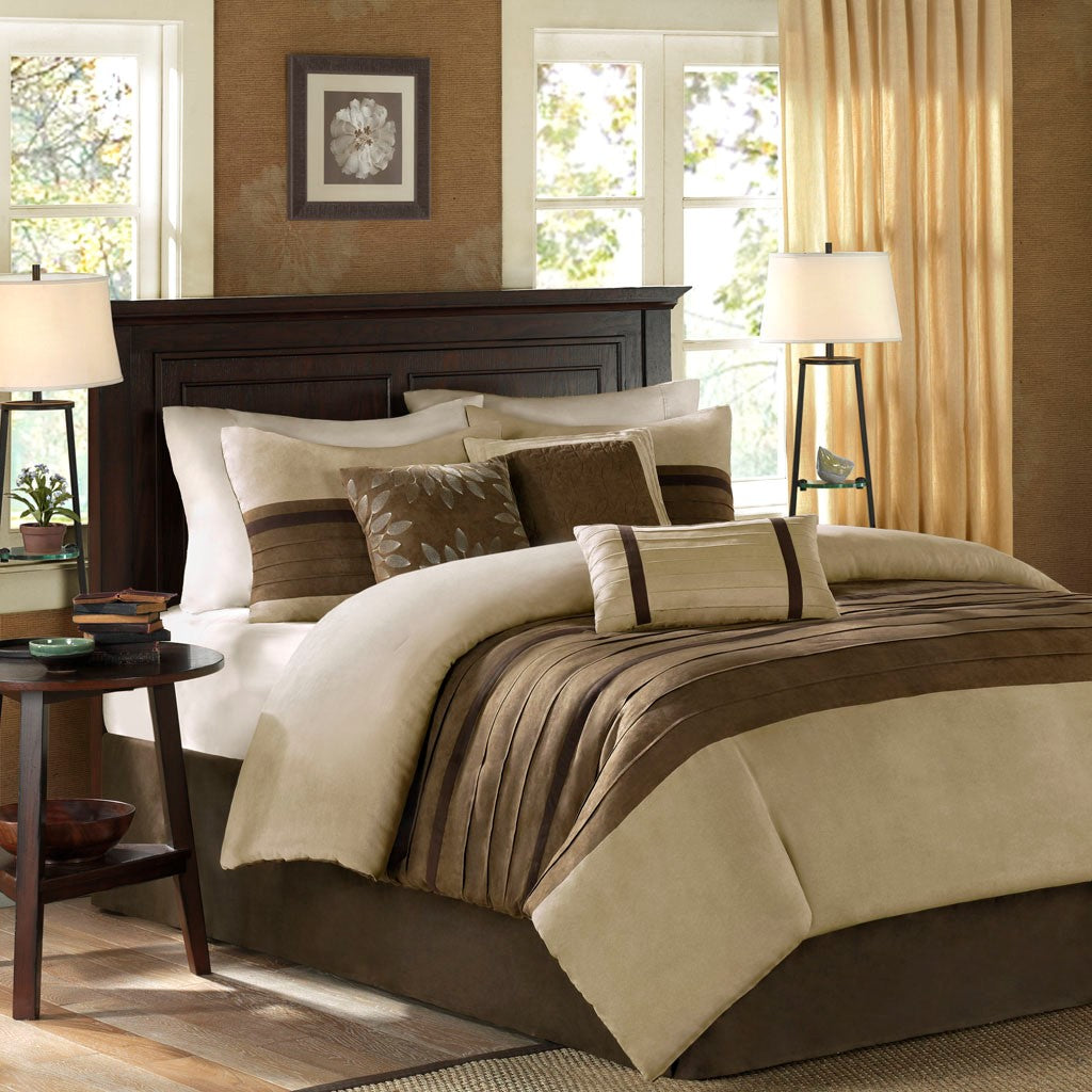 Madison Park Palmer 7 Piece Comforter Set - Natural - Queen Size