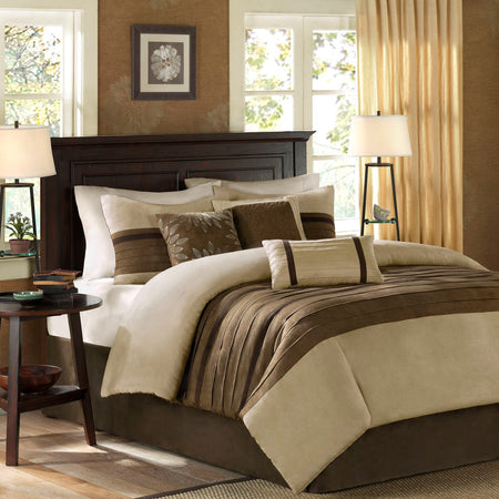 Madison Park Palmer 7 Piece Comforter Set - Natural - Queen Size