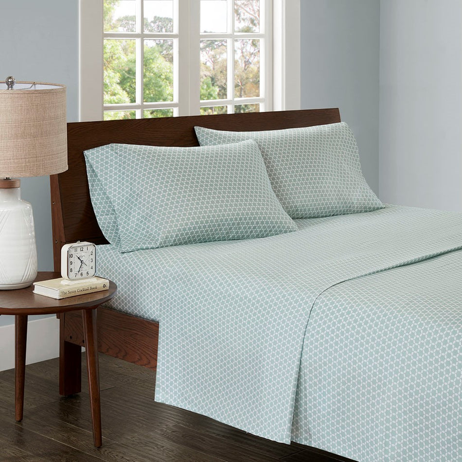 3M Microcell Print All Season Lightweight Sheet Set - Aqua - Full Size