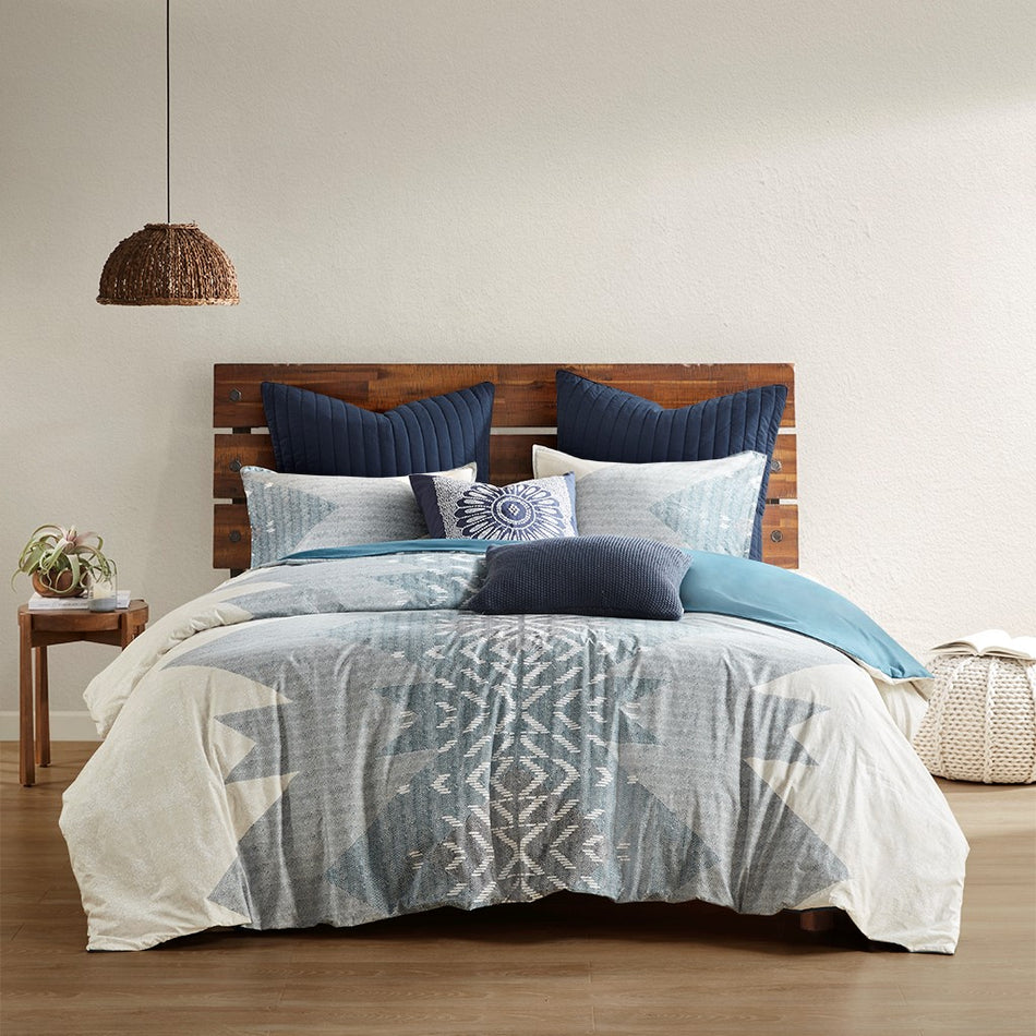 Nova 3 Piece Duvet Cover Mini Set - Blue - King Size / Cal King Size