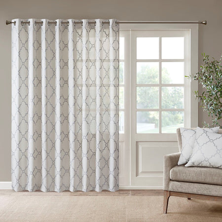 Madison Park Saratoga Fretwork Print Patio Window Curtain - Ivory - 100x84"